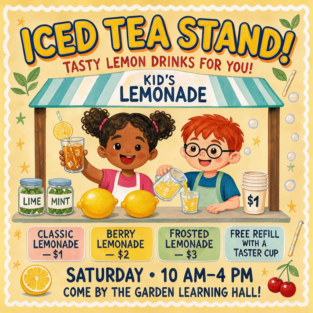 A poster reading ICED TEA STAND!